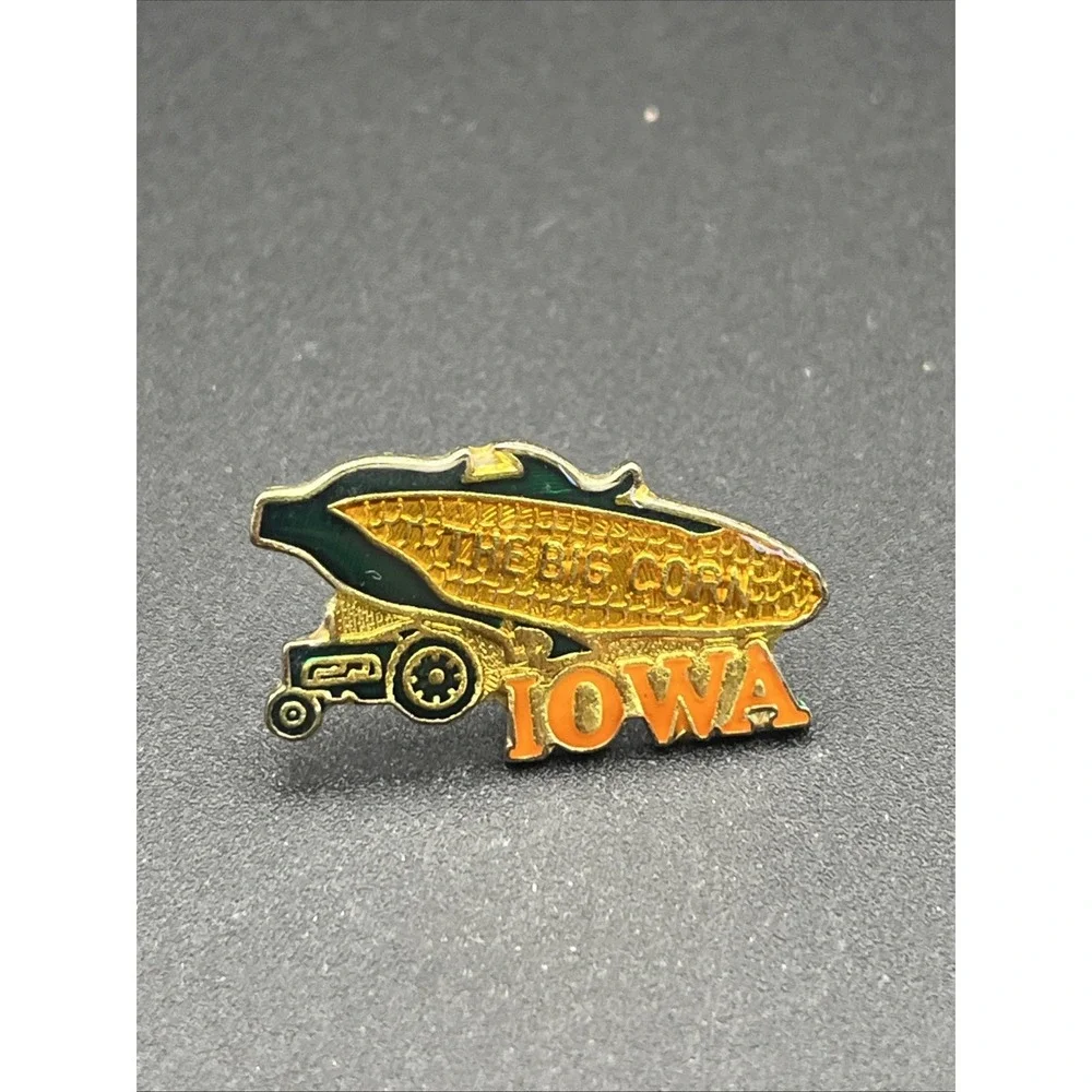 Vintage State Of Iowa The Big Corn Tractor Lapel Hat Pin